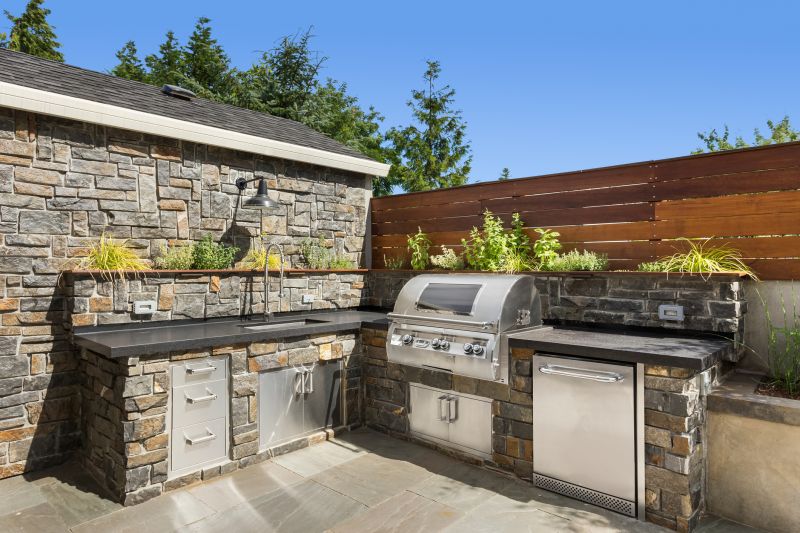 Outdoor Kitchen with Stone Countertops